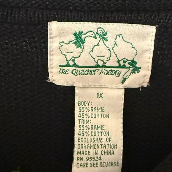 The Quacker Factory Black Orange Cactus Knit Sweater Southwestern Coyote 1X - Picture 4 of 4